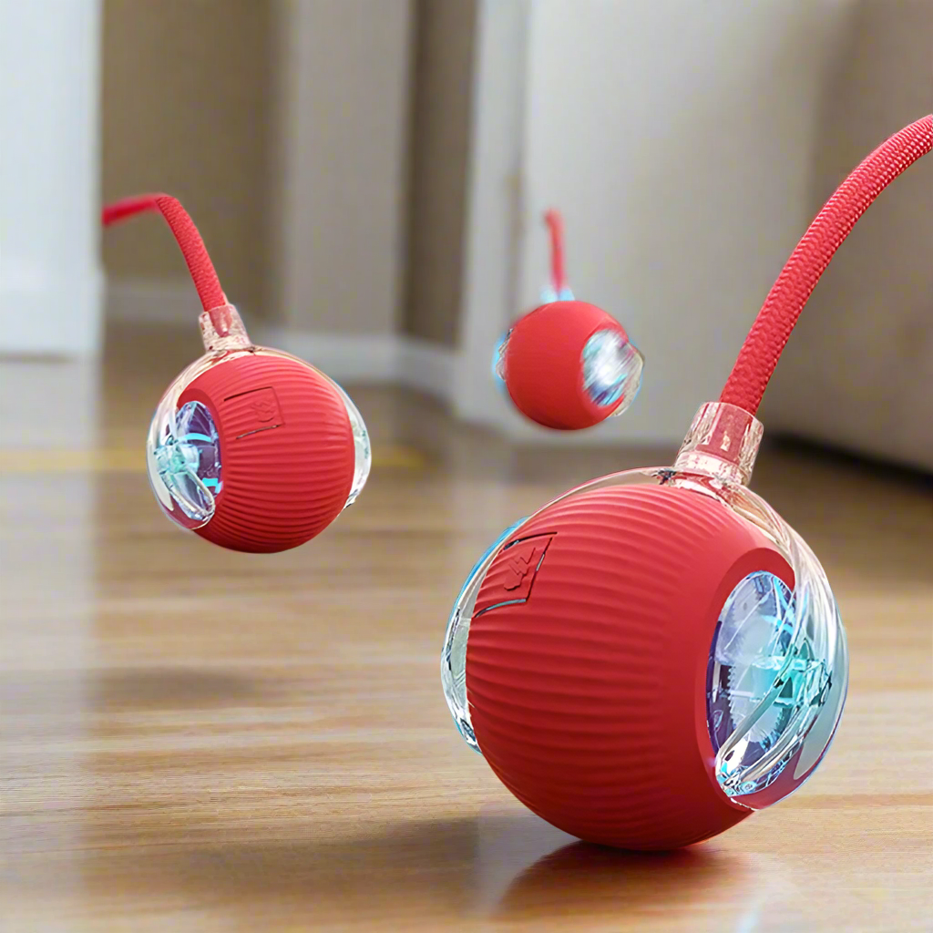 Cat Interactive Smart Ball Toy – Rechargeable Rolling Ball with Tail, Obstacle Avoidance & LED Modes