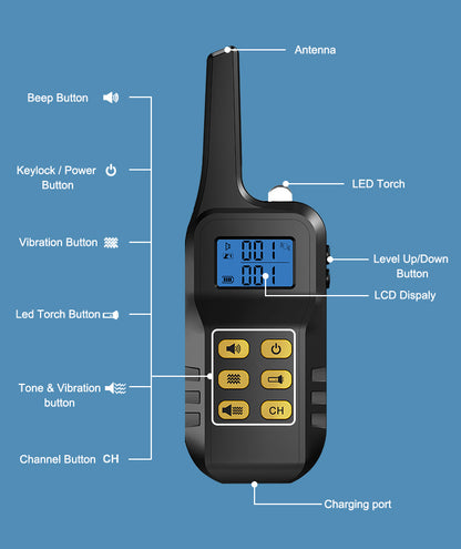 Astko T721 2-in-1 Dog Training Collar (Manual Training + Auto Bark Control) (NO SHOCK)