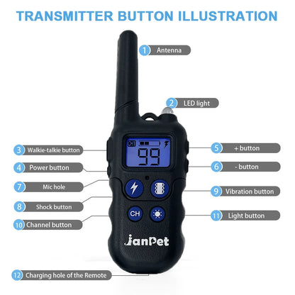 2000m Remote Training Collar with Walkie-Talkie Function