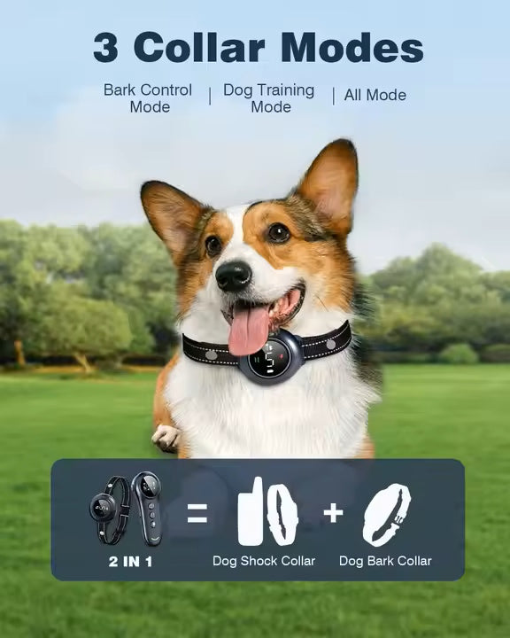 2-in-1 Dog Training and Anti-Bark Collar (Up to 1640ft / 500m Range)