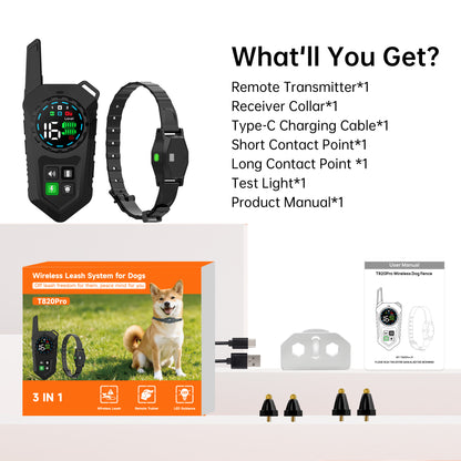 Astko T820-PRO Premium 3‑in‑1 Dog Training collar with wireless dog fence