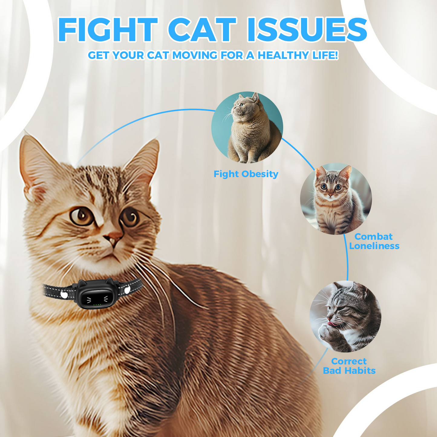 Premium Cat Training Collar with Remote – 3-in-1 Behaviour Corrector Laser Toy