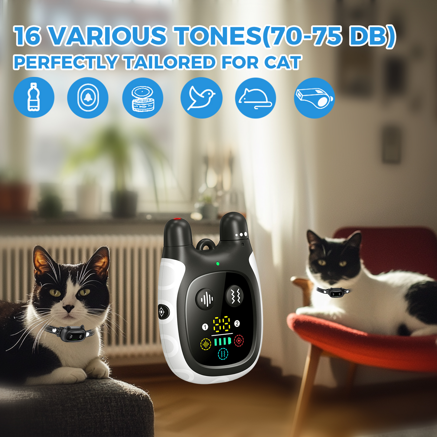 Premium Cat Training Collar with Remote – 3-in-1 Behaviour Corrector Laser Toy