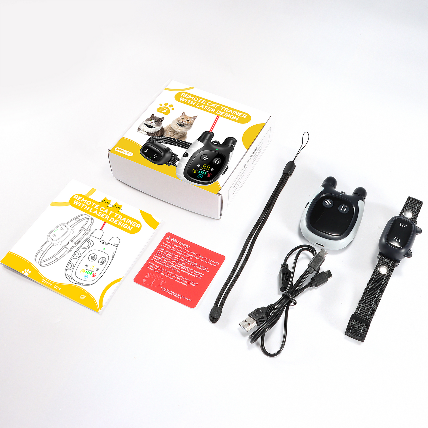 Premium Cat Training Collar with Remote – 3-in-1 Behaviour Corrector Laser Toy