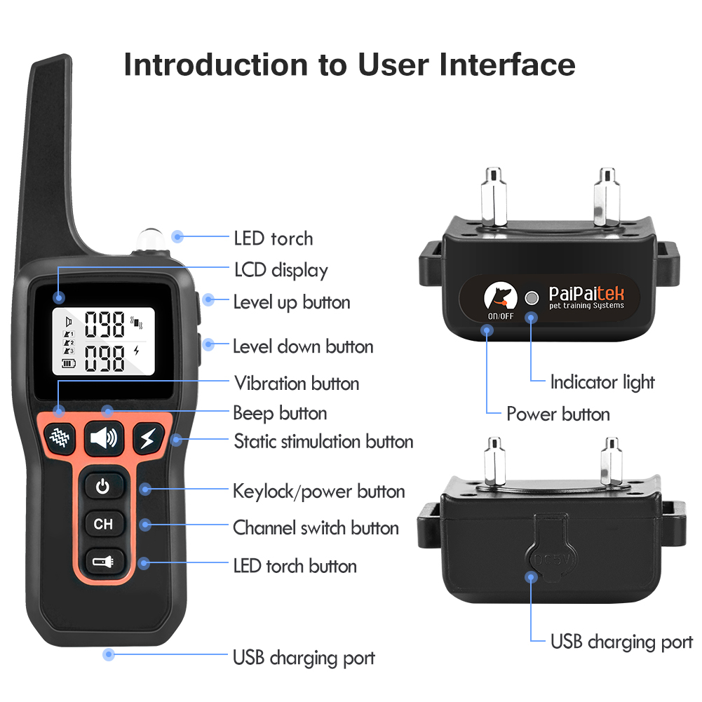 Rechargeable 2-in-1 Dog Shock Collar with Remote Anti-Bark and Training Device