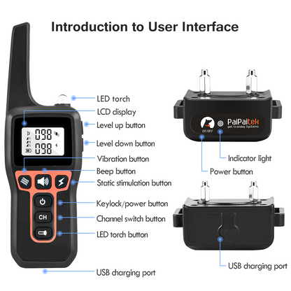 Rechargeable 2-in-1 Dog Shock Collar with Remote Anti-Bark and Training Device