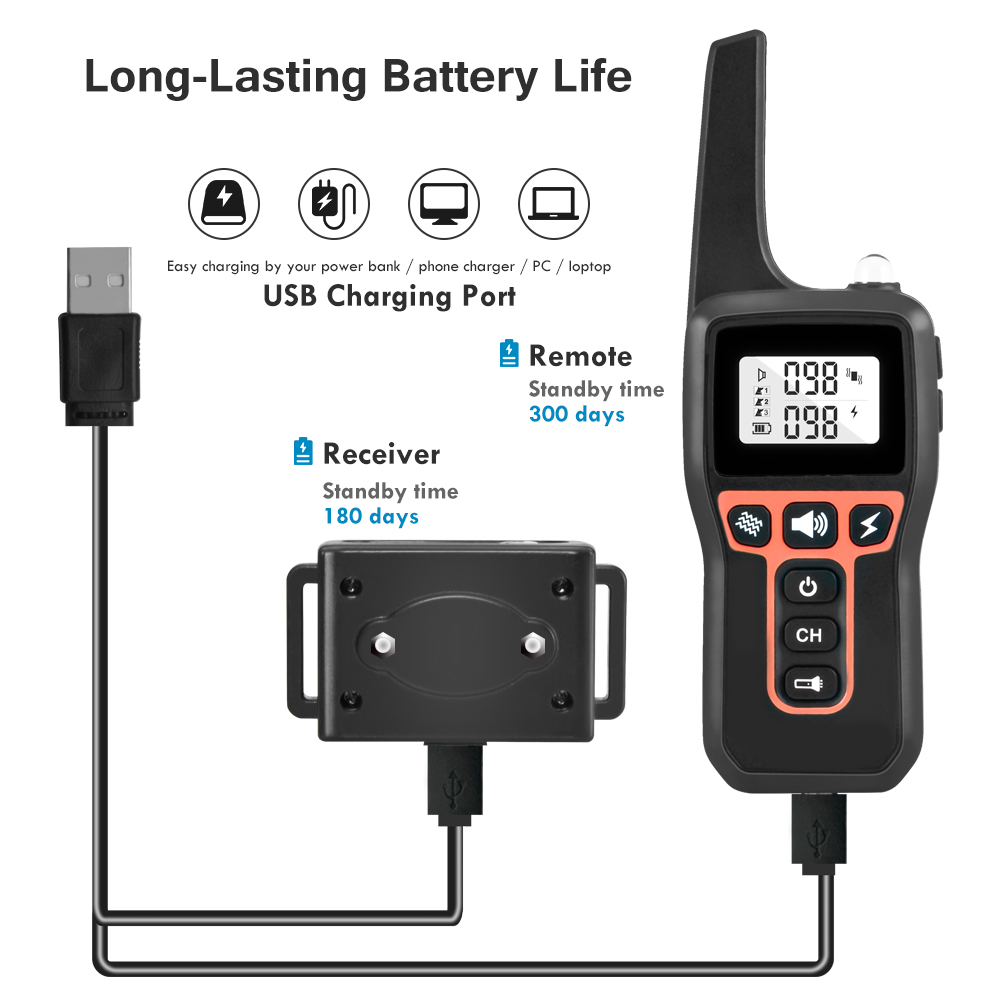 Rechargeable 2-in-1 Dog Shock Collar with Remote Anti-Bark and Training Device