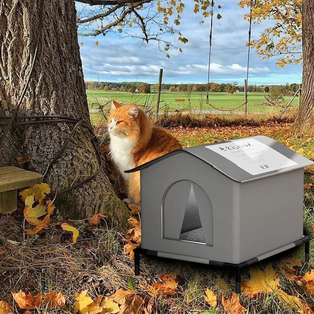 Outdoor Waterproof Cat House with Mat – Foldable Winter Shelter for Cats & Small Dogs