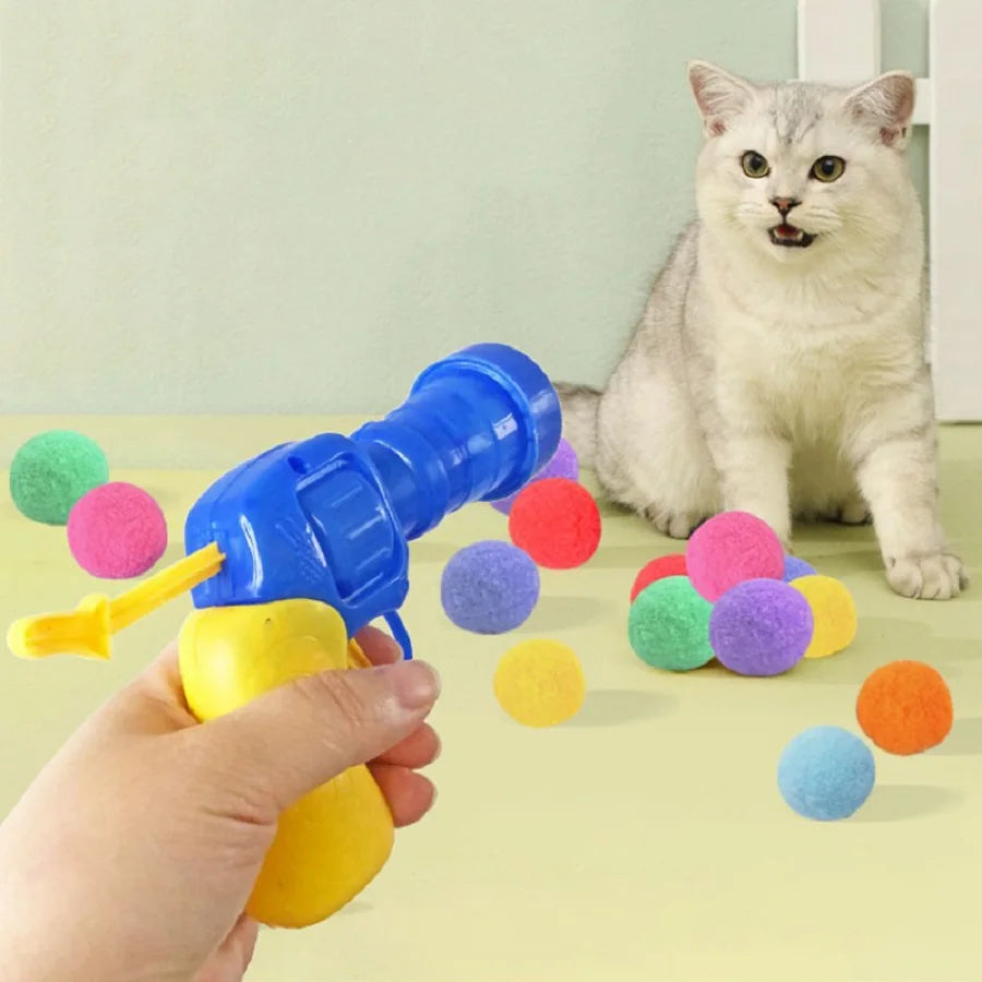Cat Plush Ball Launcher Toy