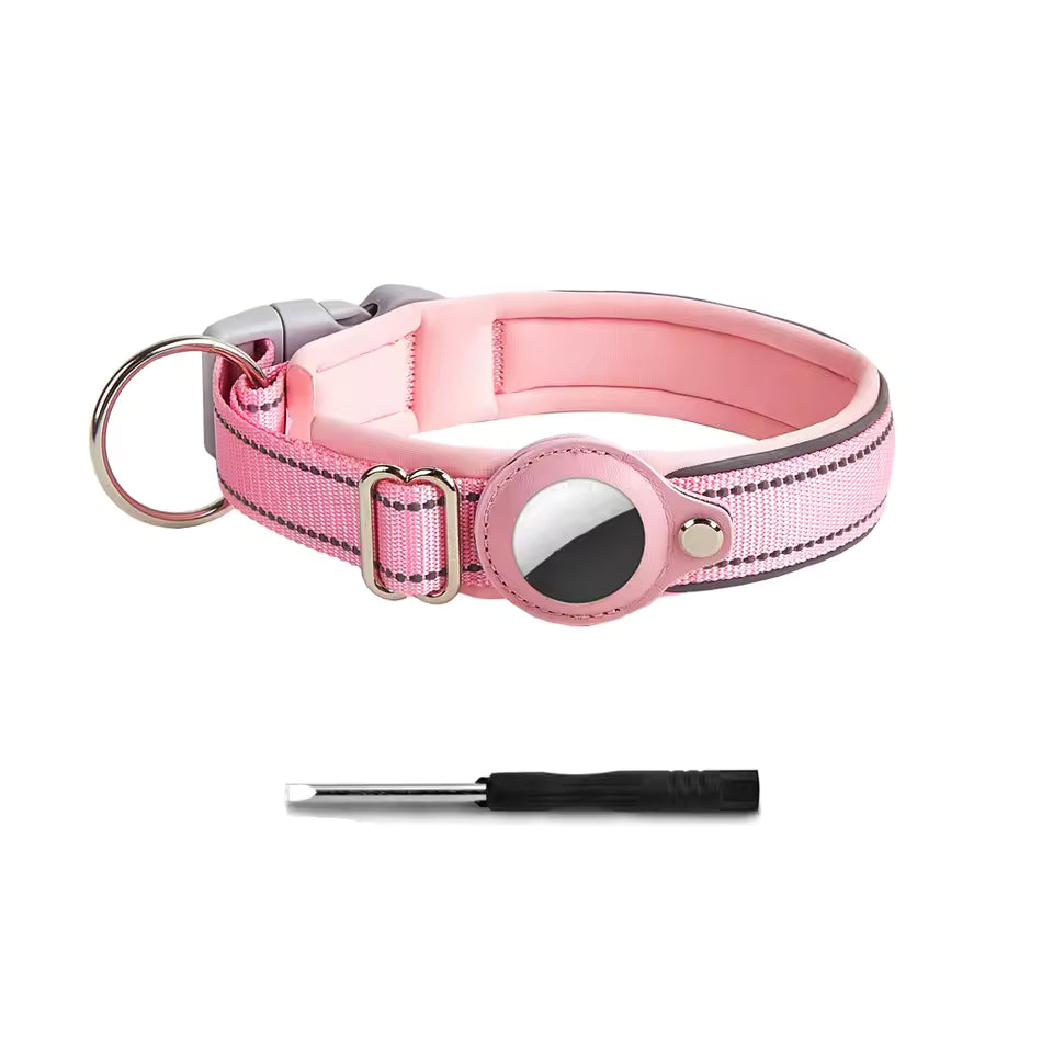 Reflective AirTag-Compatible Dog Collar for Apple AirTag