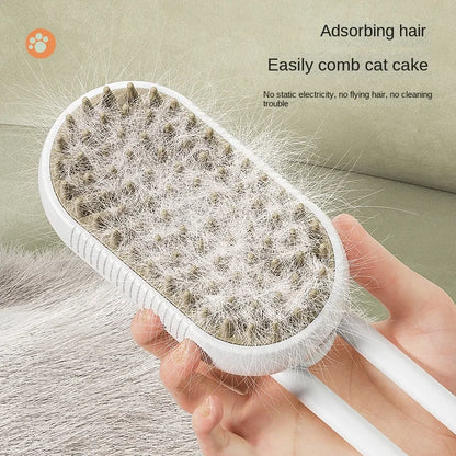 3-in-1 Pet Steam Massage Brush with handle