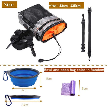 Portable Pet Treat Bag with Adjustable Waist Belt and Multi-function Features