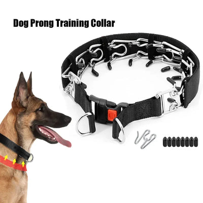 Dog Training Prong Collar with Quick Release Buckle & Nylon Cover