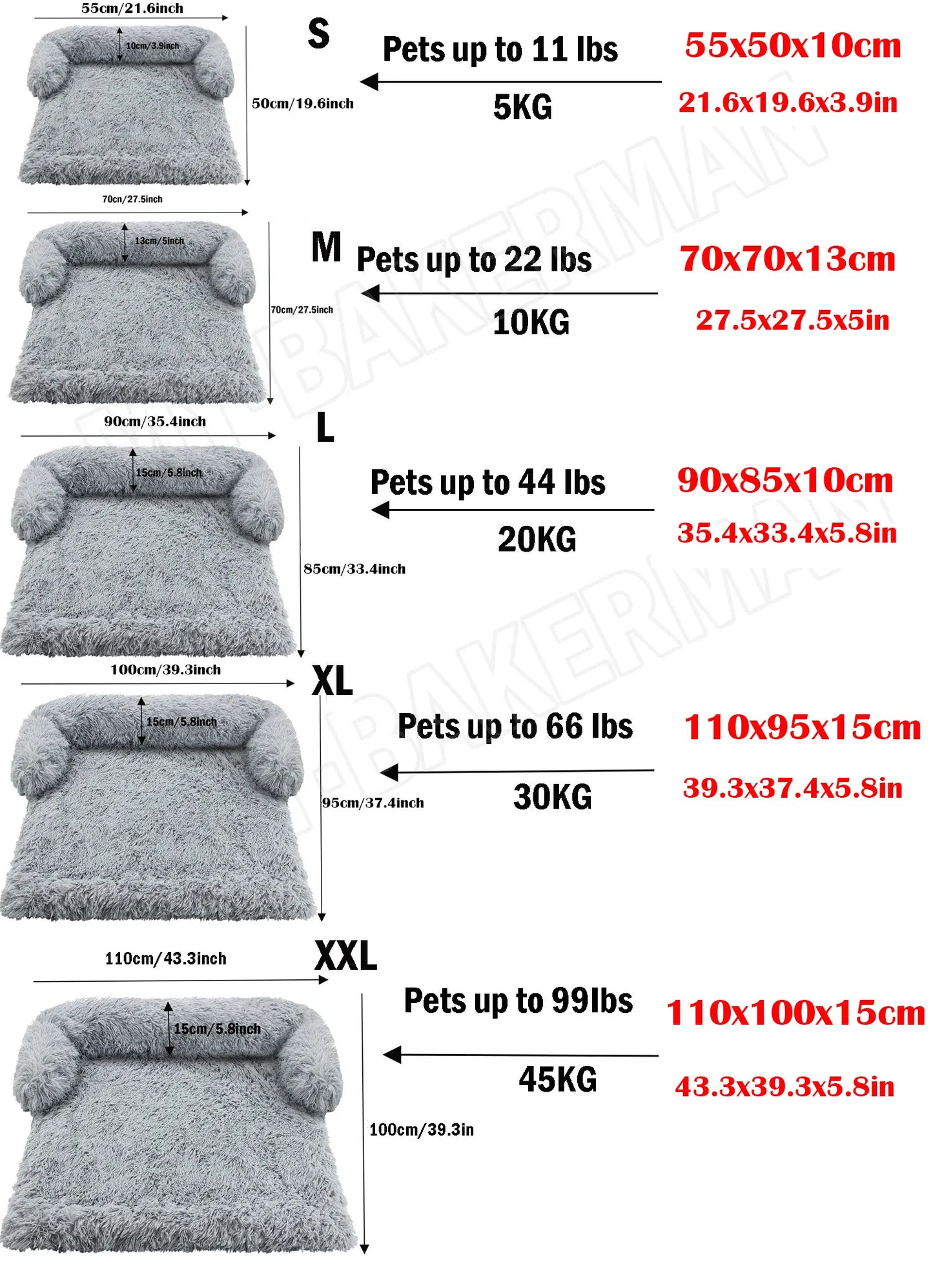 Dog Bed Faux Fur Cat Bed Washable Round Square Pillow Pet Bed Suitable for Small and Medium Dogs S-XXL