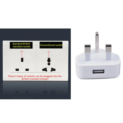 UK 3-Pin Plug to Type-B USB Charger for Dog Training Devices