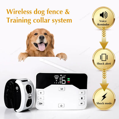 2-in-1 Electric Pet Wireless Fence and Training Collar System