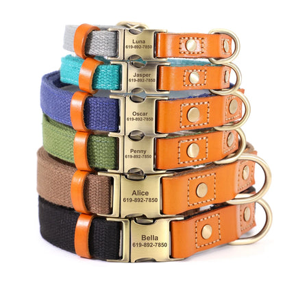 Personalised Nylon Custom Dog Puppy Collar Leash Set
