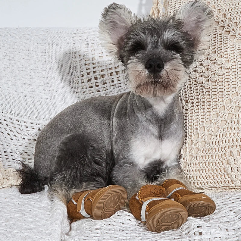 4Pcs Set of Winter Dog Shoes for Comfort and Warmth