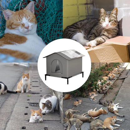 Outdoor Waterproof Cat House with Mat – Foldable Winter Shelter for Cats & Small Dogs