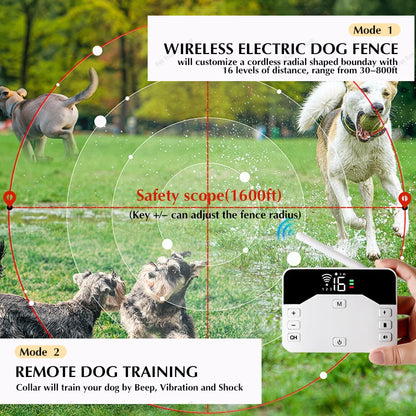 2-in-1 Electric Pet Wireless Fence and Training Collar System
