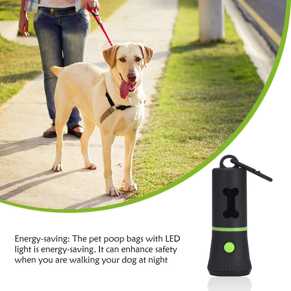 Waste Bag Dispenser with LED Flashlight for Dog Walks