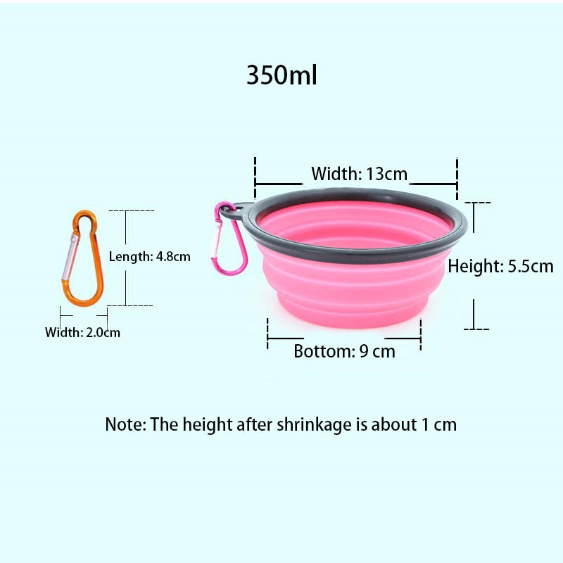 350/1000ml Large Collapsible Dog Folding Silicone Bowl (1-Pack)