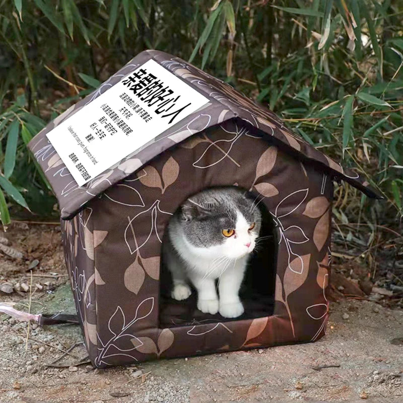 Waterproof Outdoor Cat House – Foldable & Warm Pet Cave Bed for Cats & Small Dogs