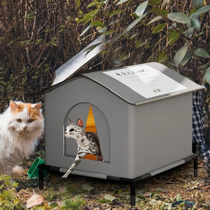 Outdoor Waterproof Cat House with Mat – Foldable Winter Shelter for Cats & Small Dogs