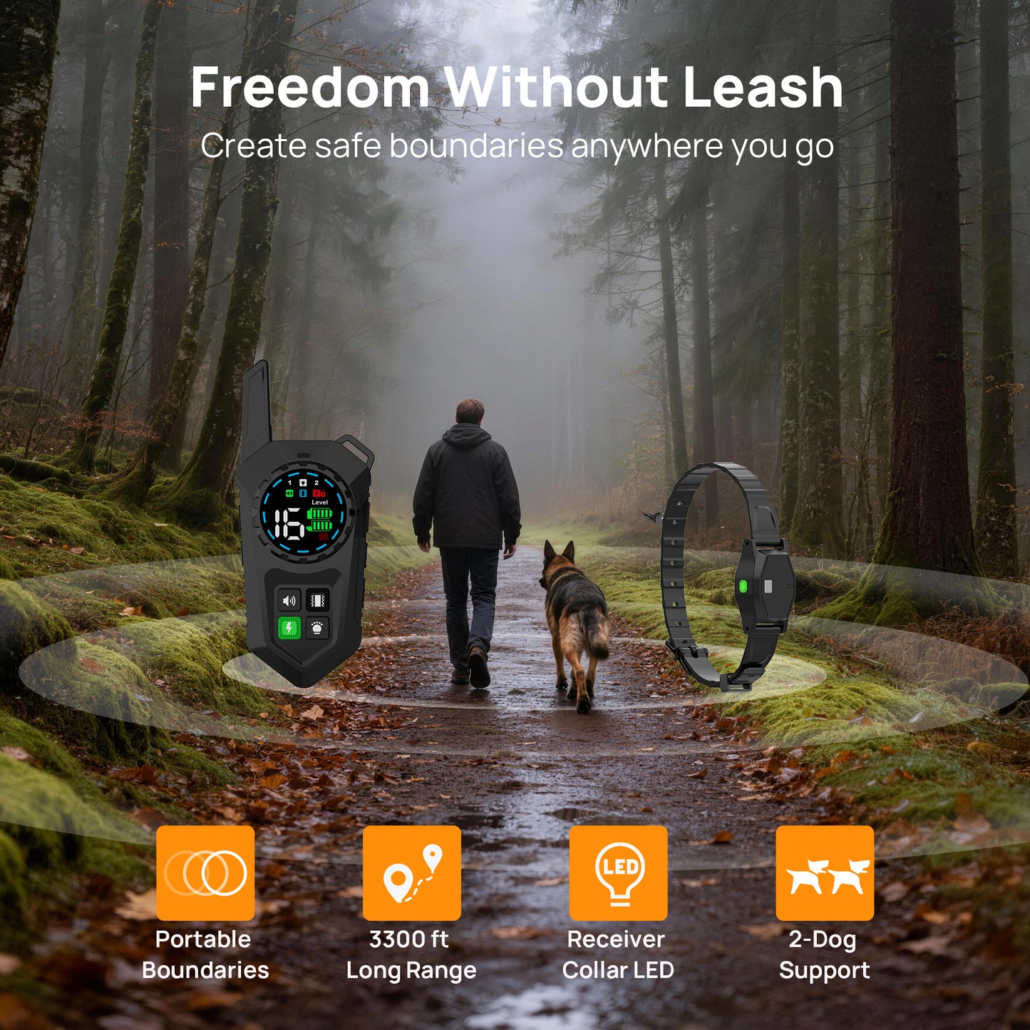Astko T820-PRO Premium 3‑in‑1 Dog Training collar with wireless dog fence